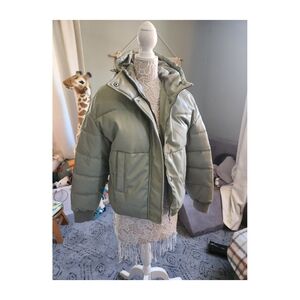 Levi Faux Leather Minty Green Bomber Jacket Size M
